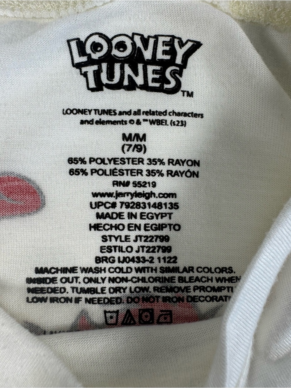 Warner Bros. White Looney Tunes Logo Tee with Pink Accent - Picture 3 of 5